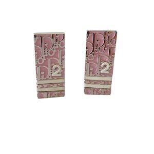 Authentic Christian Dior Pink Enamel Logo Clip-On Earrings